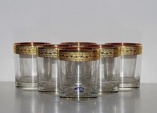6 Whiskyglaeser, Bohemia Cristallo, Dipinto a Mano IN Oro, Produttore Repubblica - Afbeelding 1 van 3