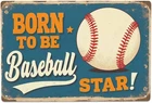 Baseball Tin Sign Vintage Metal Wall Decor Funny Retro Sign 8x12 Inch