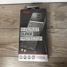 Rocketfish 8-Outlet Surge Protector 3600 J 6 ft Cord 2 USB Noise Filtering New
