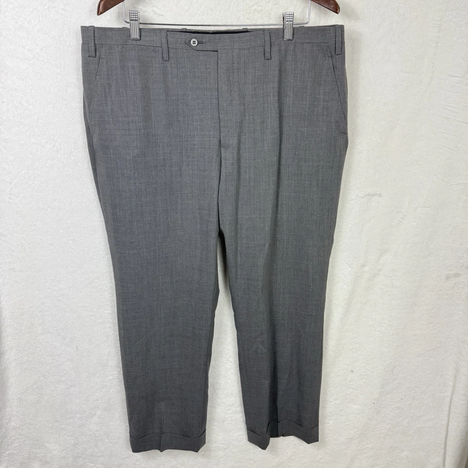 Мужские серые брюки Kiton плоские спереди XXL 37X30 США 54 IT льняная смесь б/у в отличном состоянии - Изображение 2 из 4