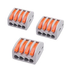 smseace 25 Pcs 4 Port Lever Nut Conductor Compact Wire Connectors Fast Connec...