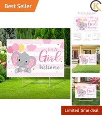 Adorable Pink Baby Announcement Yard Sign - Easy Setup for Newborn Parties