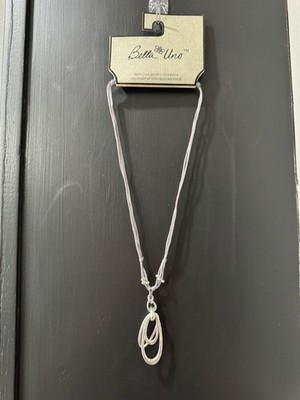 Bella Uno NWT Orbital Cord Necklace Silver Tone Multi Tear Drop Pendant 18''