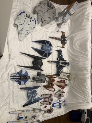 Star Wars Ships Fleet Lot 20 Vehicles Millennium Falcon AT-AT TIE Silencer Hasbr