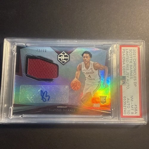 2021 Chronicles Certified Draft Picks Scottie Barnes RPA 72/99 PSA MT 8 Auto 10