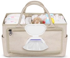 Diaper Caddy with Wipe Dispenser One-Handed Access, Premium Diaper Organizer,...