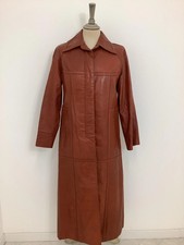 Vintage 1970s London Leatherwear coat tan brown mac leather trench overcoat #V4