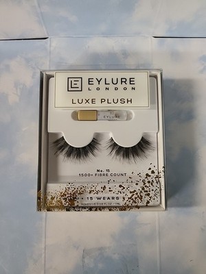 NEW Eylure London Luxe Plush Reusable Strip Eyelashes w/Adhesive 1500 Fibre Ct