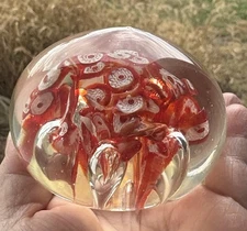 Millefiori Murano Paperweight. No Chips. Stunning Colors & Controlled Bubbles.