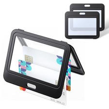 3 Pack ID Badge Holder with Double-Sided Windows Hard Plastic Horizontal ID Card