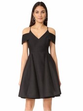 NWT Halston Heritage cold-shoulder cotton and silk-blend mini dress Size 0