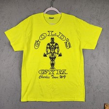 Vintage Golds Gym Shirt Mens XL Neon Muscle Man Bodybuilder Graphic Logo 90s Y2k