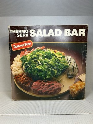 Vintage Thermo Serv Lazy Susan Style Salad Bar Carousel & Condiment Bowls