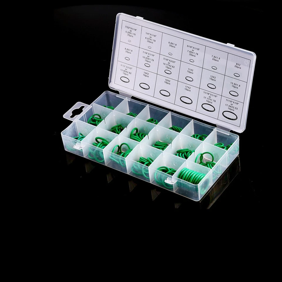 270 Piezas Coche Vehículo HNBR AC Sistema de Aire Acondicionado Junta Tórica Verde Sello Estuche de Plástico Foto 4 de 4