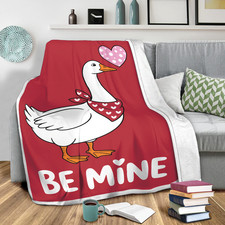 Be Mine Goose Fleece Blanket Valentine's Day White Duck Soft Plush Throw Gift
