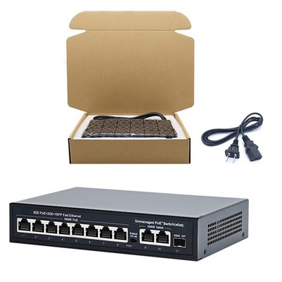 10 Port Gigabit PoE Switch+2-Uplink PoE Port 1000Mbps Networks Switch 120W
