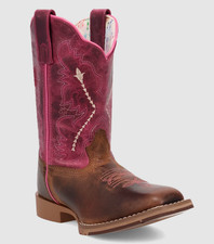 Dan Post Youth Girl's Salina Tan  Pink Leather Western Boot DPC5003