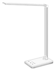 White crown LED Desk Lamp Dimmable Table Lamp Reading Lamp, USB Charging Port