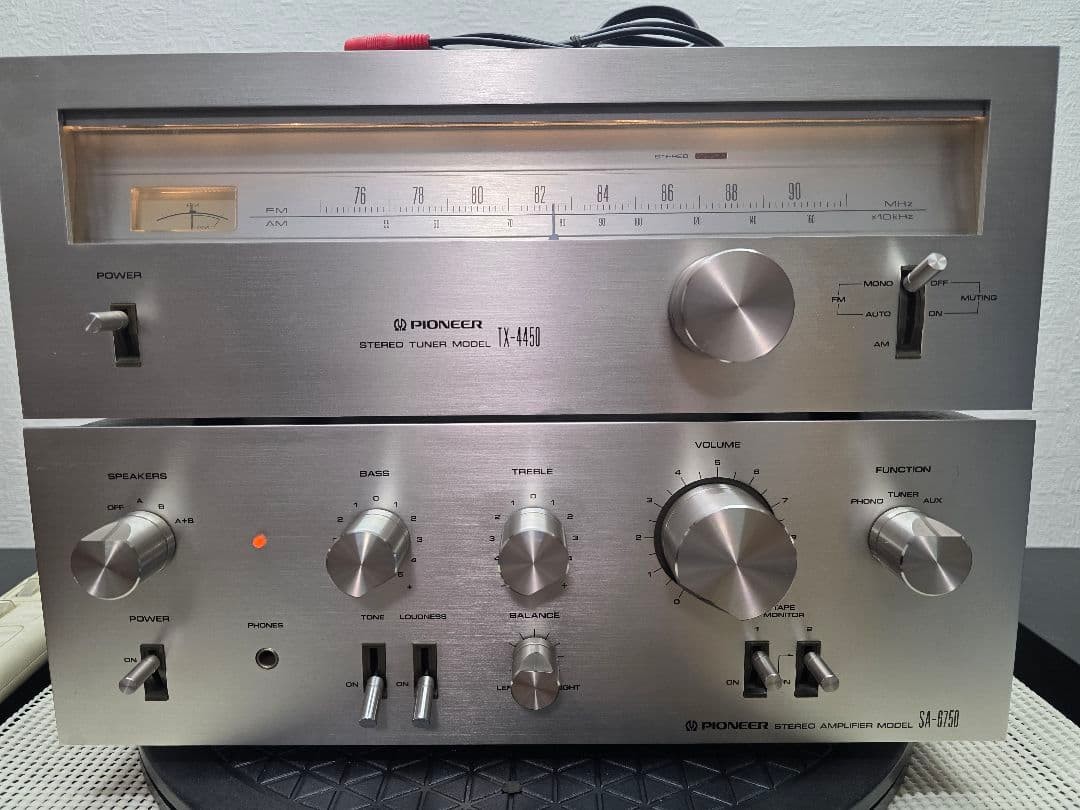 PioneerSA6750アンプ+ TX-4450チューナー動作品 Pioneer SA-6750 Amplifier + TX-4450 Tuner Vintage Hi-Fi Silver