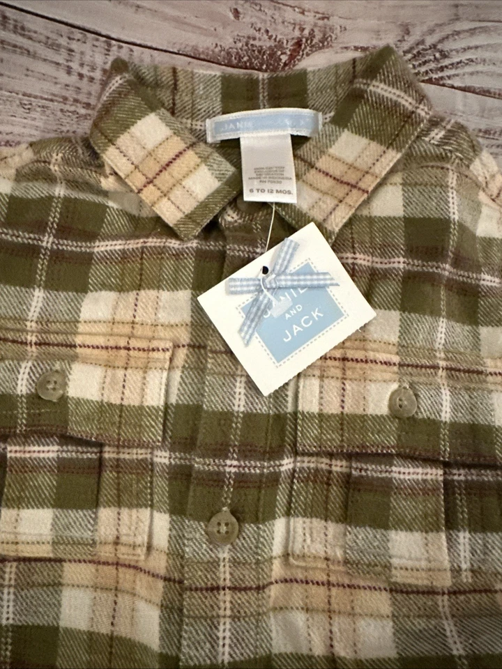 NWT Janie And Jack Baby Boy Winter Outfit Flannel Shirt Jean Pants 6-12 Months - Image 2 of 4