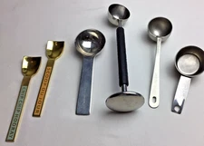 Stainless Steel Scoop lot/6 : Foley, Coffee Black handle w/tamper, Scoop Du Jour