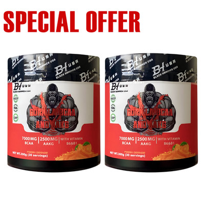 2x Gorilla BCAA 2:1:1 Orange Muscle Support Gym Supplement Black Hammer USA