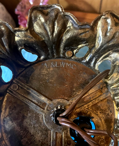 Fenton and L&L WMC Blue Satin Puffy Poppy Art Glass GWTW Lamp Vintage - Picture 7 of 12