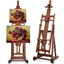 Studio H-Frame Easel, Tilting Flat & Adjustable Beech Wood Art Easel for Pain...