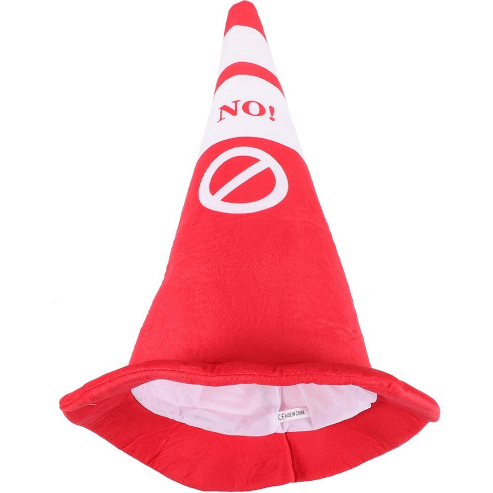 Red Day Prop Durable Plush Traffic Cone Hat Red Lightweight Party and Photo Prop ...