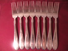 Set Of 8 Dinner Forks Oneida AVONDALE I China 18/10 Stainless 8 1/2"