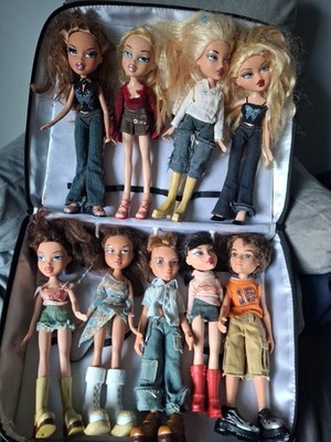 Lot 9 Bratz Dolls +Case Chloe Jade Jasmin Cameron Dylan Est. 2003-2004 MGA 