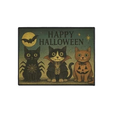 Halloween Cat Floor Mat, Spooky Home Decor, Fall Entrance Mat, Cat Lover Gift