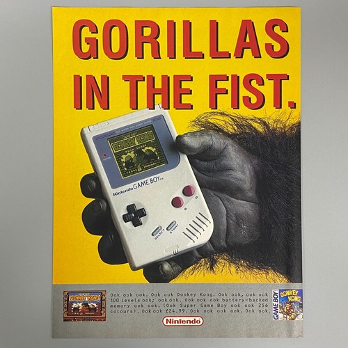 DONKEY KONG VIDO GAME NINTENDO GAME BOY 1994 VINTAGE RETRO ADVERT
