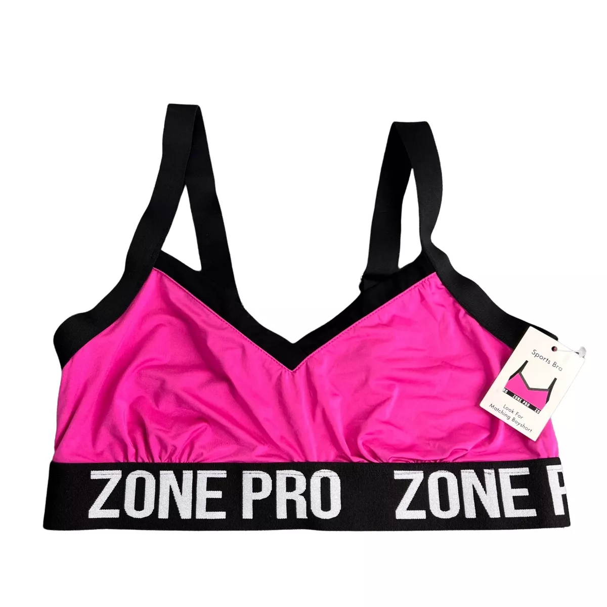 Pink Strappy Sports Bra size L Women Black Straps Silky Zone Pro