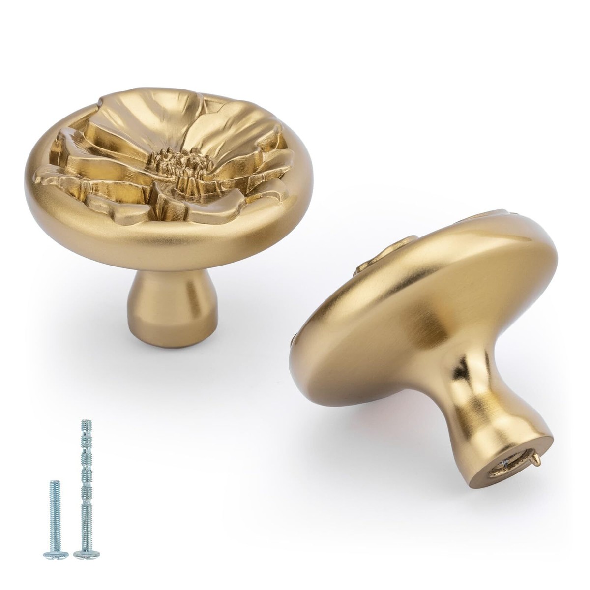6PCS Cabinet Knobs Flower Shape Lemon Gold Brushed Brass Drawer Pull  Handles | eBay