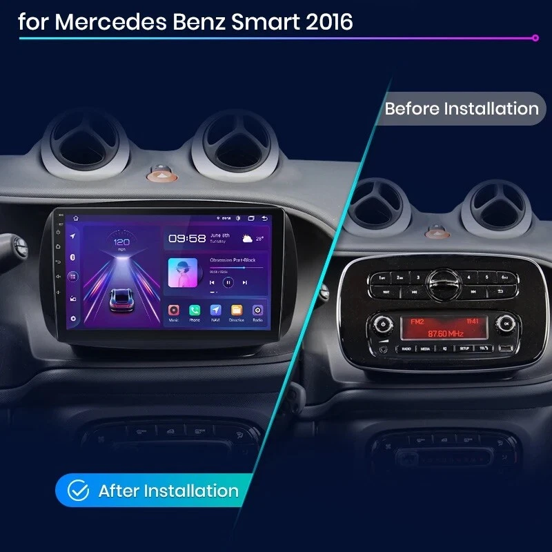 Autoradio Smart Fortwo 453 Android 14 2G+32GB CarPlay-AndroidAuto Wireless - Immagine 2 di 4