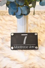 Silver Door Sign House Numbers Laser Cut Black  House Numbers Address Plaque