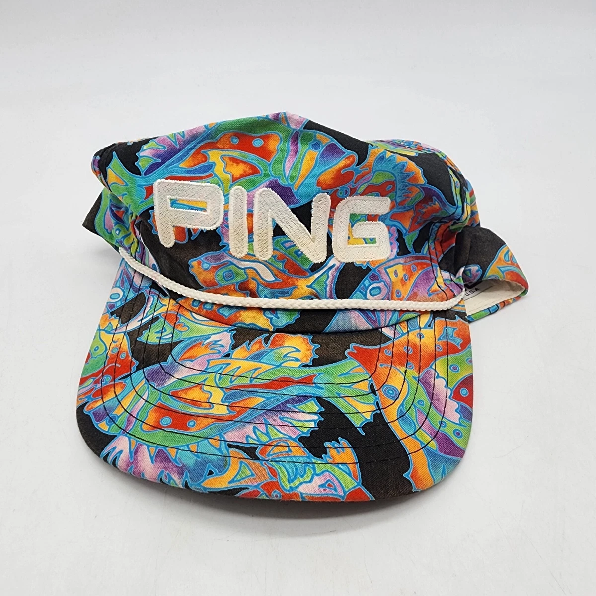 PING ビンテージ フィッシュパターン マルチカラーキャップ90’s USA製 PING ビンテージ フィッシュパターン マルチカラーキャップ90's USA製
