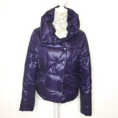 KENNETH COLE ASYMMETRICAL PUFFER JACKET XS Extra Small Purple Zip Closure