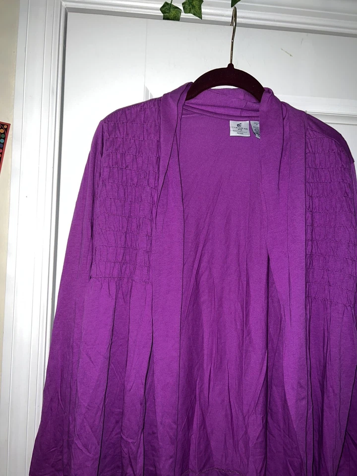 Caribbean Joe Mujer Cárdigan Abierto Morado Manga Larga PM Foto 2 de 3