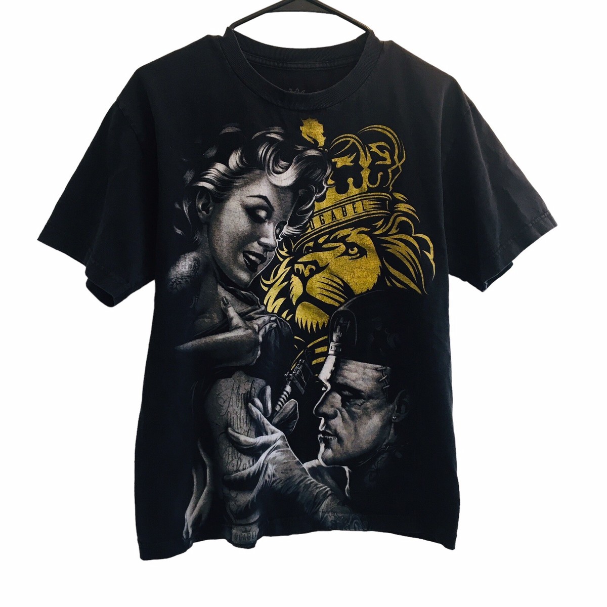 OG ABEL Shirt Mens Medium Black Lion Crown Graphic Two Sided | eBay