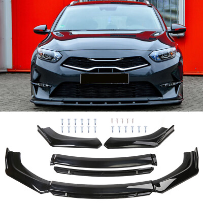 For KIA Cee'd Proceed JD GT 13-21 Front Bumper Lip Gloss Black Splitter Spoiler