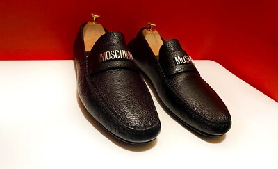 Moschino Black Velvet Leather Slip-On Men\'s Loafers Moschino Slip-on shoes for Men | Online Sale up to 58% off  main image 4