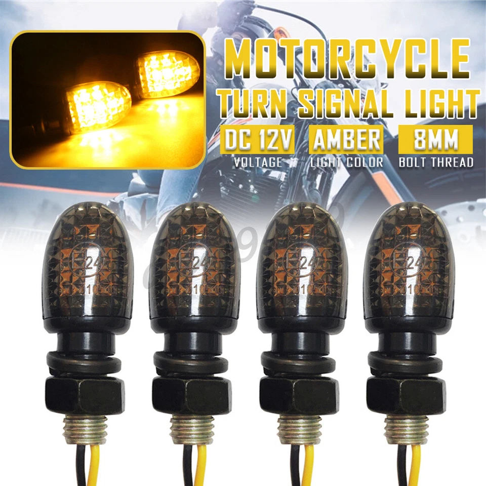 4x LED Blinker Motorrad Rauchglas Blinkleuchten Universal Vorn Hinten E-Geprüft - Bild 2 von 4