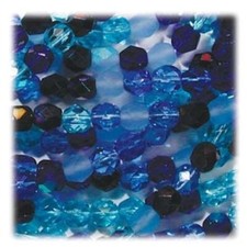 Bead, Blue MIX Czech Fire Polished Glass 8mm Faceted Round with 0.8mm Hole 50 