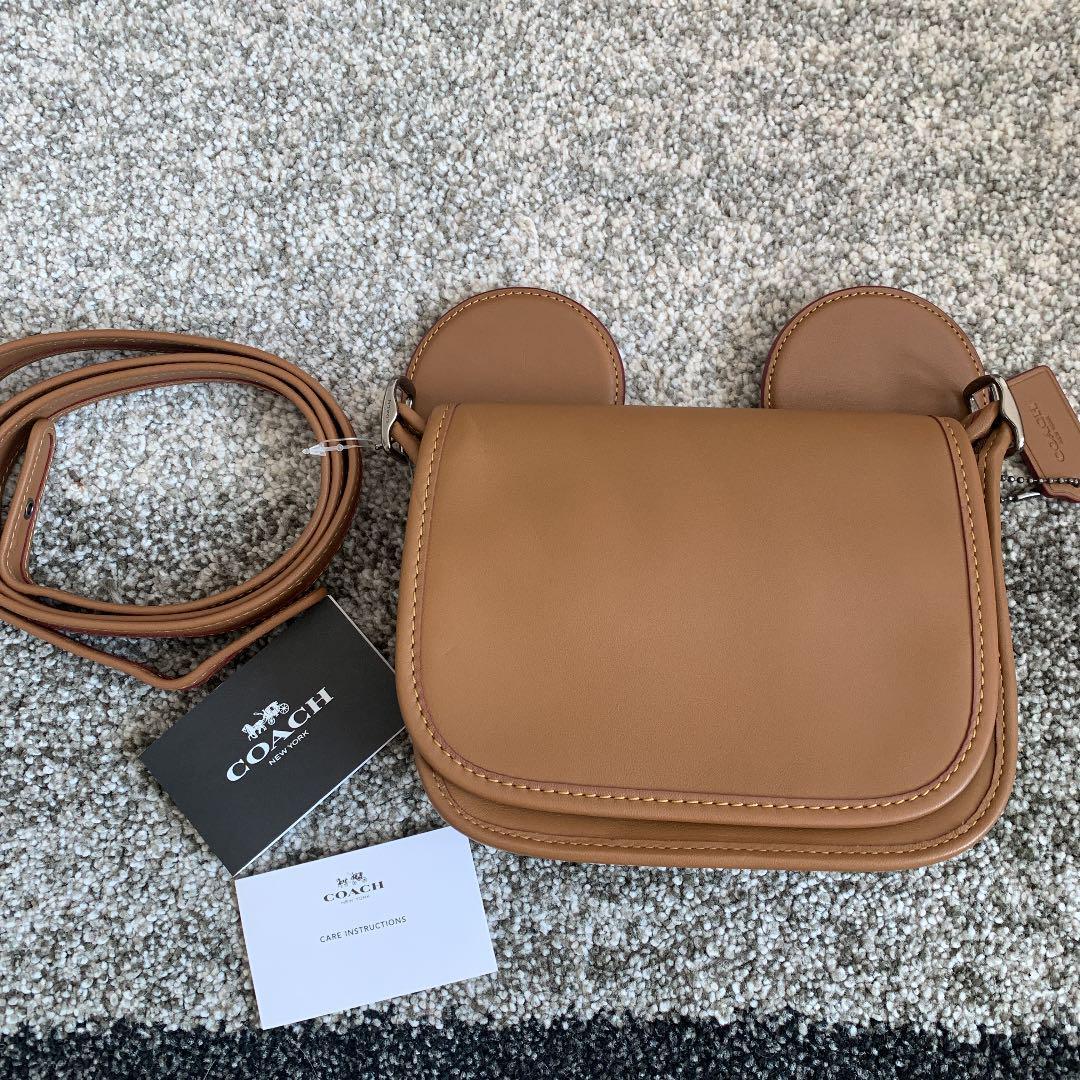 COACH Mickey Mouse Leather Saddle Bag in Camel Disney F59369 New Arrival