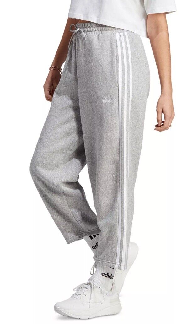 Adidas Women's Loose Fit Wide Straight Leg Grey Sweatpants Adidas Women's Loose Fit Wide Straight Leg Grey Sweatpants