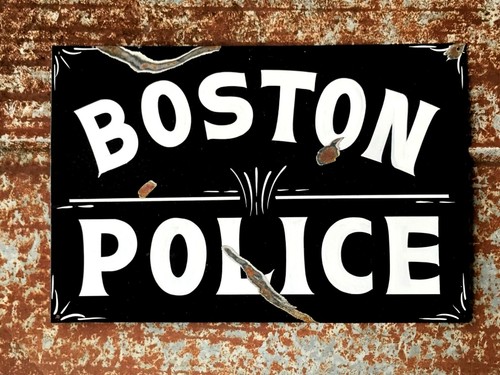 Vintage Rustic BOSTON STATION Officer Law Enforcement Sign Gift Support Police