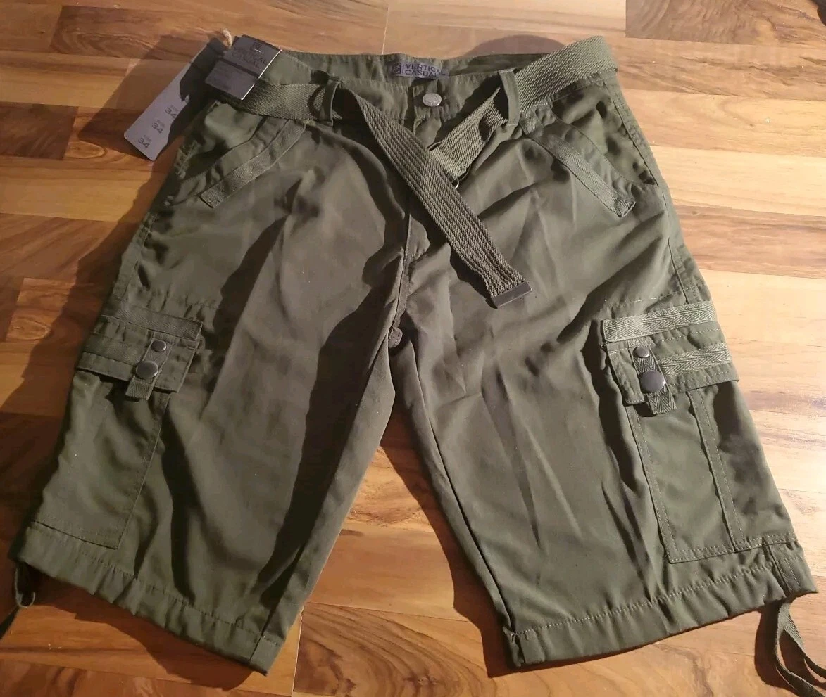 Vertical Casual Men's Cargo Shorts Size 34 Olive Green