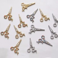 4pc CZ Pave Scissors Charm,Cubic Zirconia Scissors Pendant,Zircon Scissors Charm
